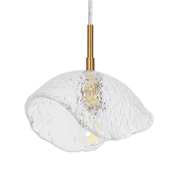 Evange 1-Light Brass Textured Glass Pendant Light