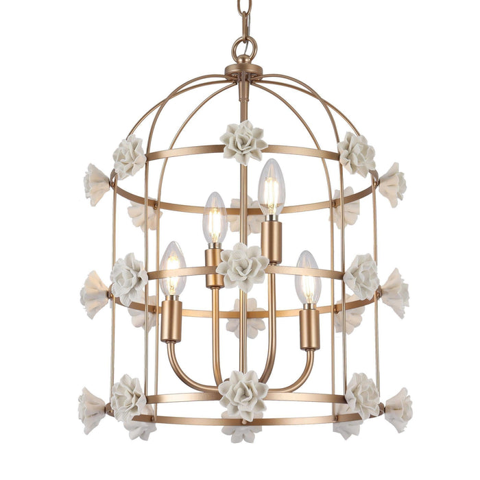 Arilen 4-Light Gold Ceramic Cylinder Chandelier