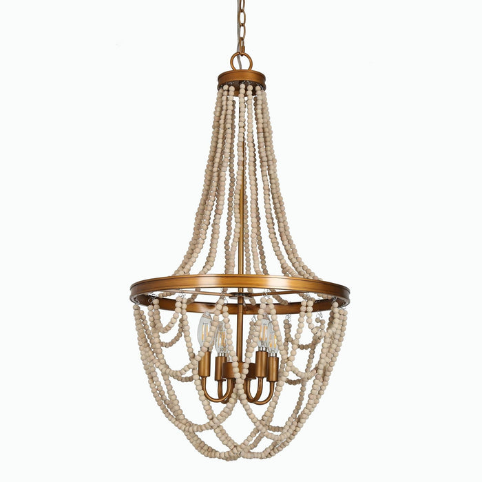 Mushira 4-Light Wood Chandelier