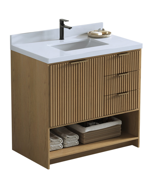 San Diego 36" Oak Gray Bathroom Vanity, Single Sink