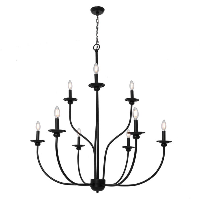 Dusarry 9-Light Black Metal Candlestick Chandelier