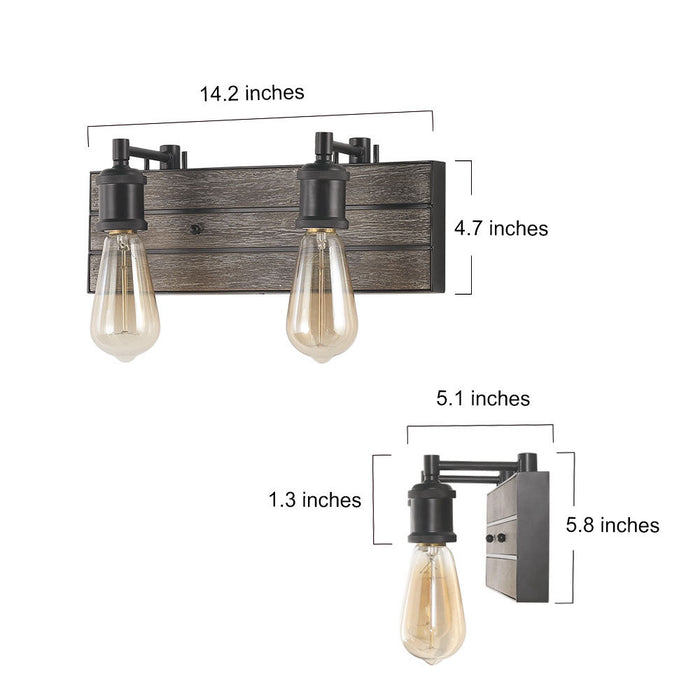 Euphoes 2-Light Wood Bathroom Vanity Light