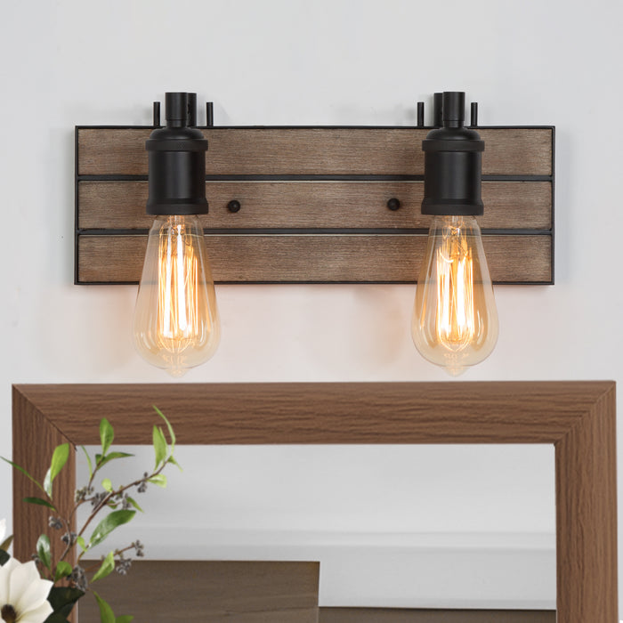 Euphoes 2-Light Wood Bathroom Vanity Light
