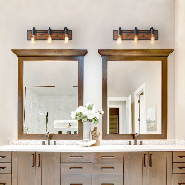Valtiary 3-Light Wood Bathroom Vanity Light