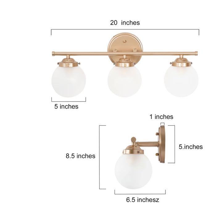 Lacorin 3-Light Gold Bathroom Vanity Light