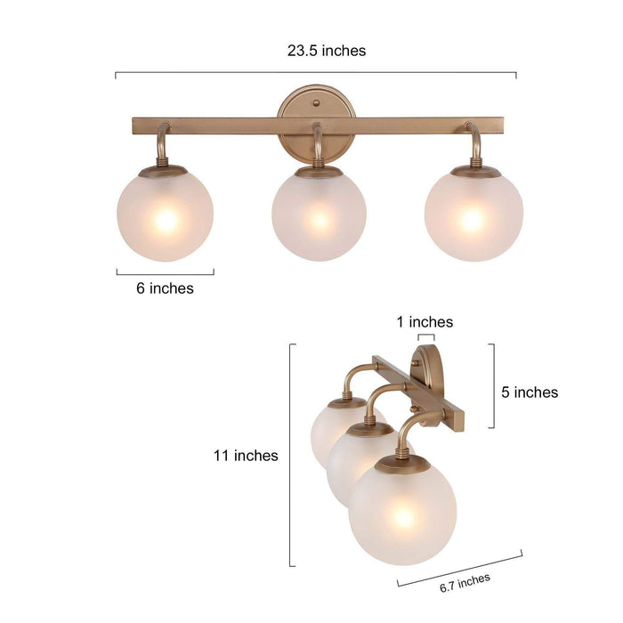 Lanziin 3-Light Gold Bathroom Vanity Light