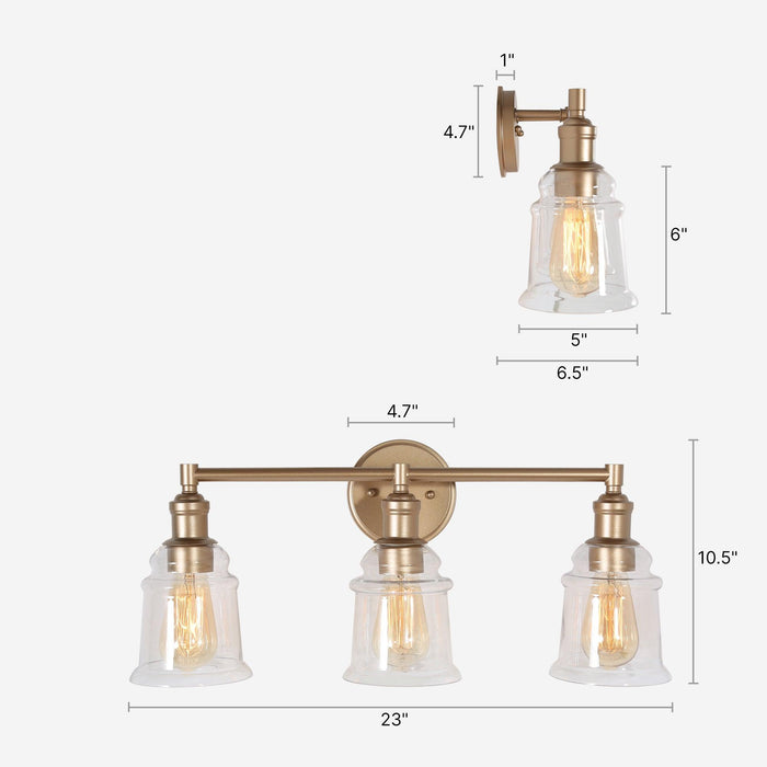 Adalyn 3-Light Gold Bathroom Vanity Light