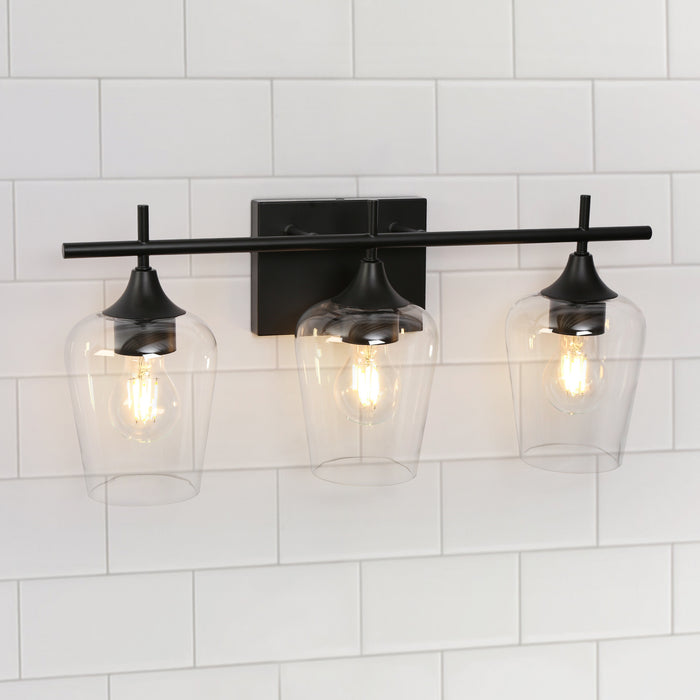 Vexlora 3-Light Black Bathroom Vanity Light