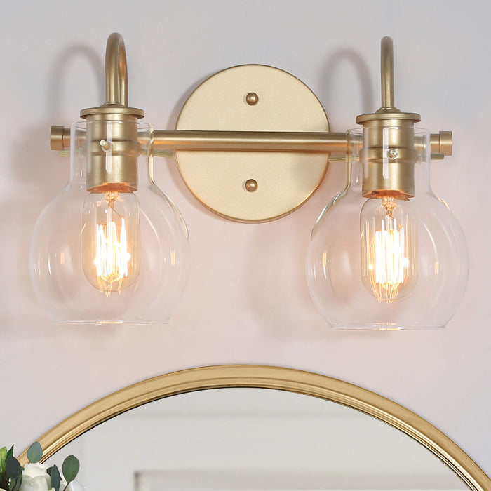 Pleiara 2-Light Gold Bathroom Vanity Light
