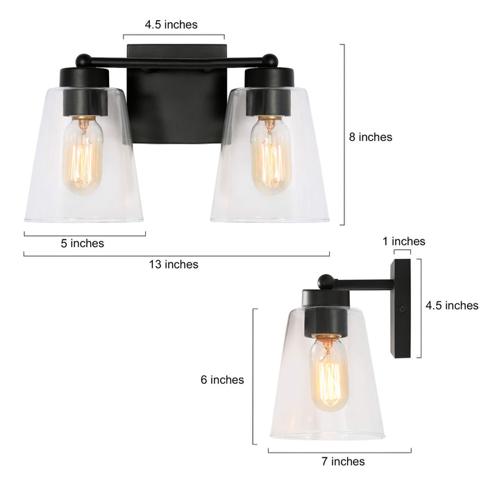 Zyrelis 2-Light Black Bathroom Vanity Light