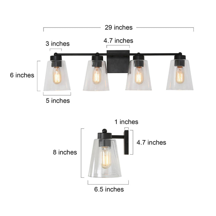 Zyrelis 4-Light Black Bathroom Vanity Light