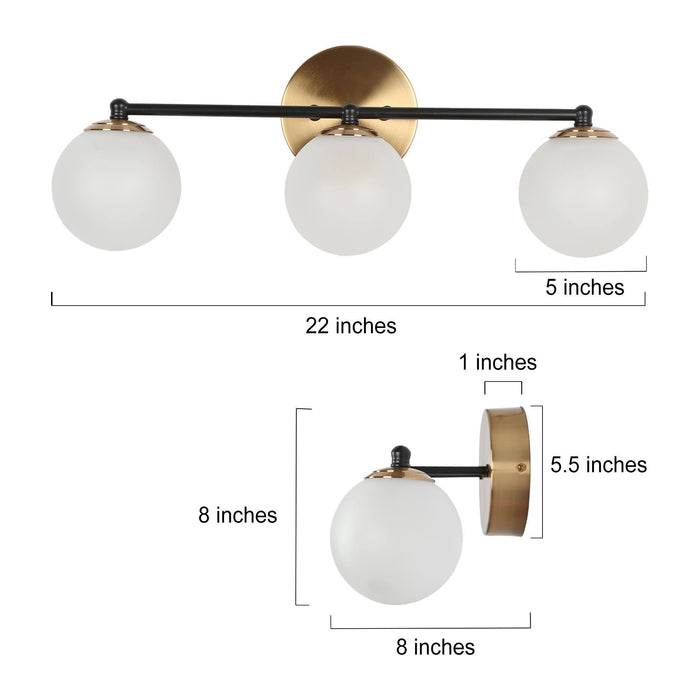 Betoni 3-Light LED Black and Gold Bathroom Vanity Light