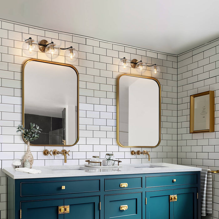 Vellic 3-Light Black and Brass Bathroom Vanity Light