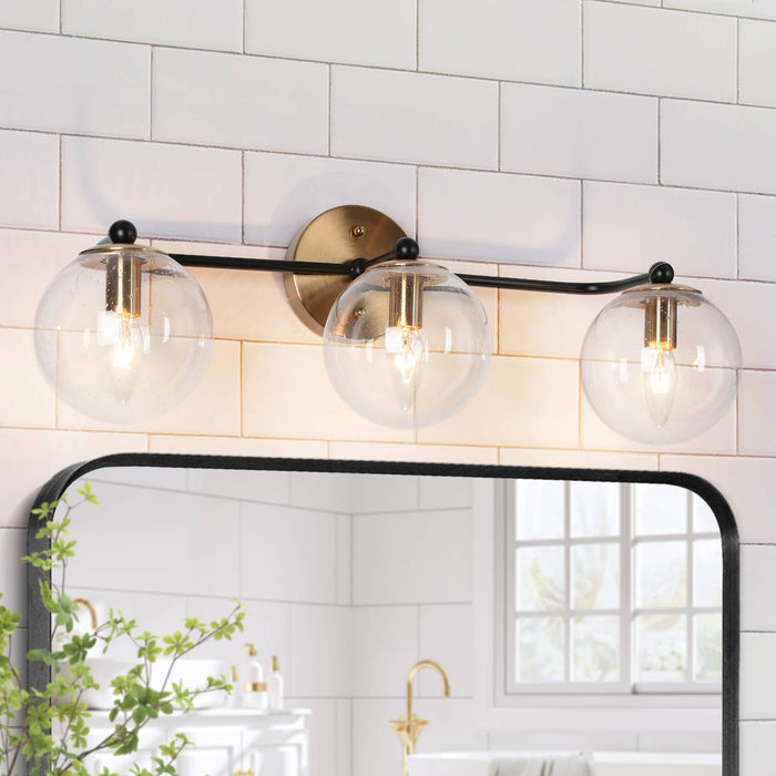 Vellic 3-Light Black and Brass Bathroom Vanity Light