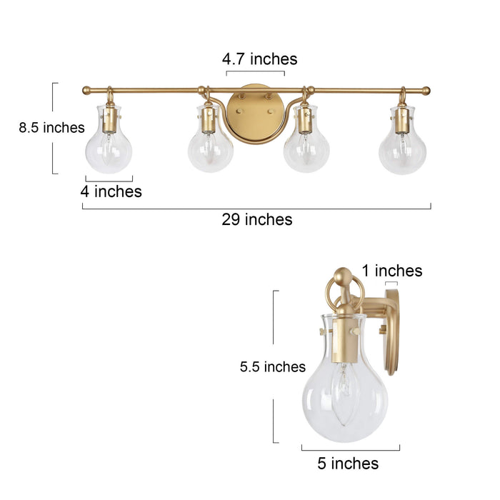 Phospa 4-Light Gold Bathroom Vanity Light