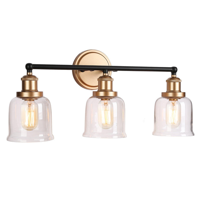 Hengra 3-Light Black and Gold Bathroom Vanity Lights