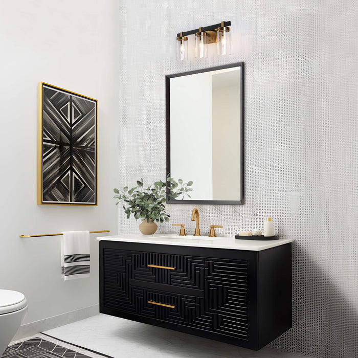 Sean 3-Light Black and Brass Bathroom Vanity Light