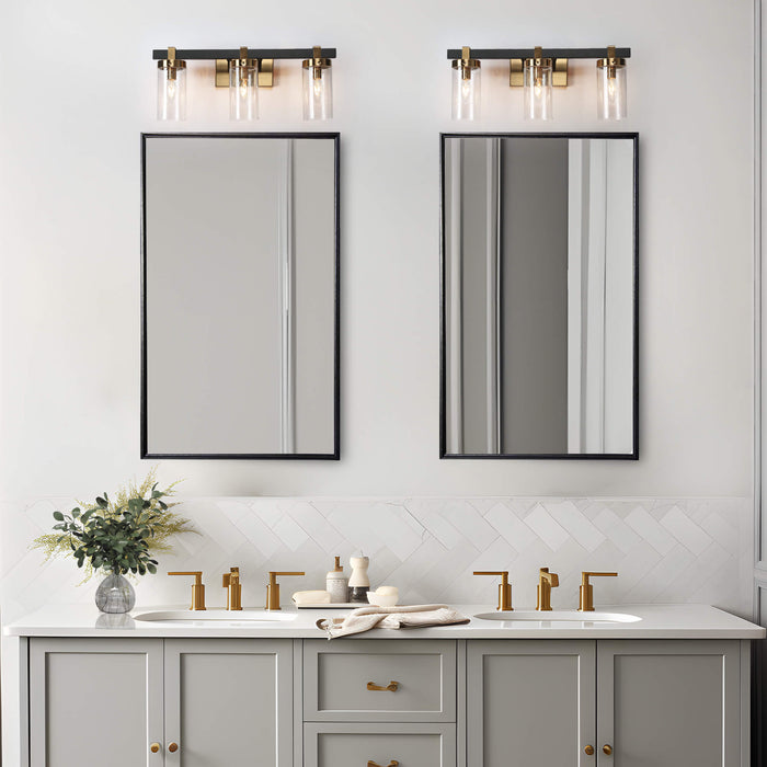 Sean 3-Light Black and Brass Bathroom Vanity Light