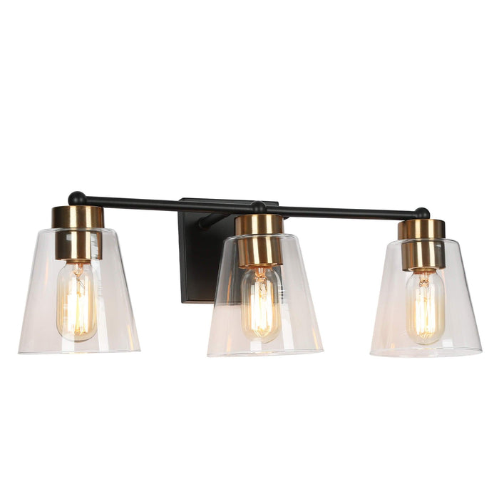 Zyrelis 3-Light Black and Brass Bathroom Vanity Light