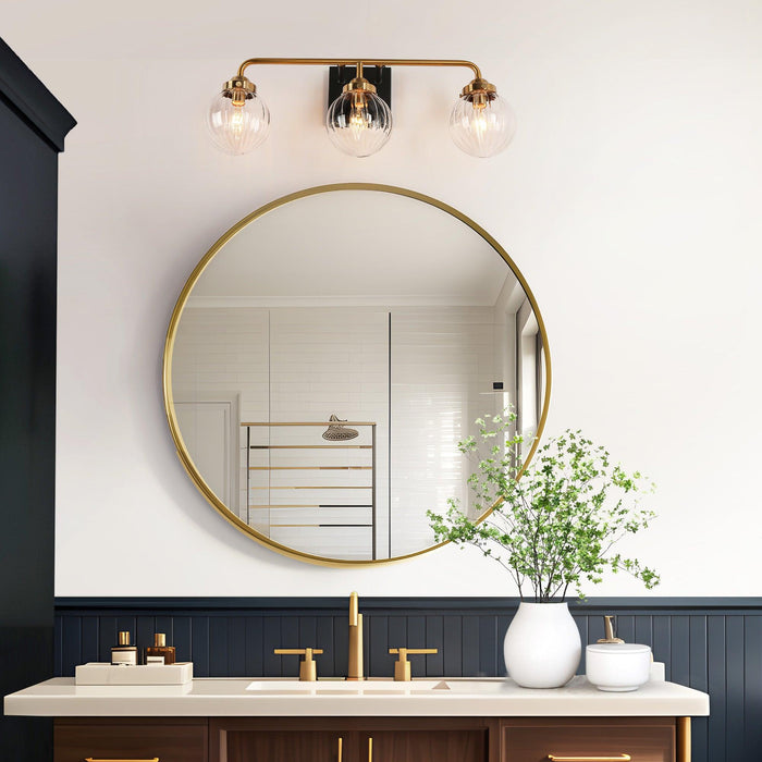 Arosia 3-Light Black and Brass Bathroom Vanity Light