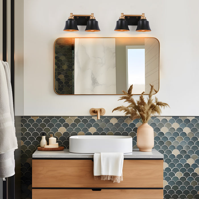 Phapri 2-Light Black and Gold Bathroom Vanity Light