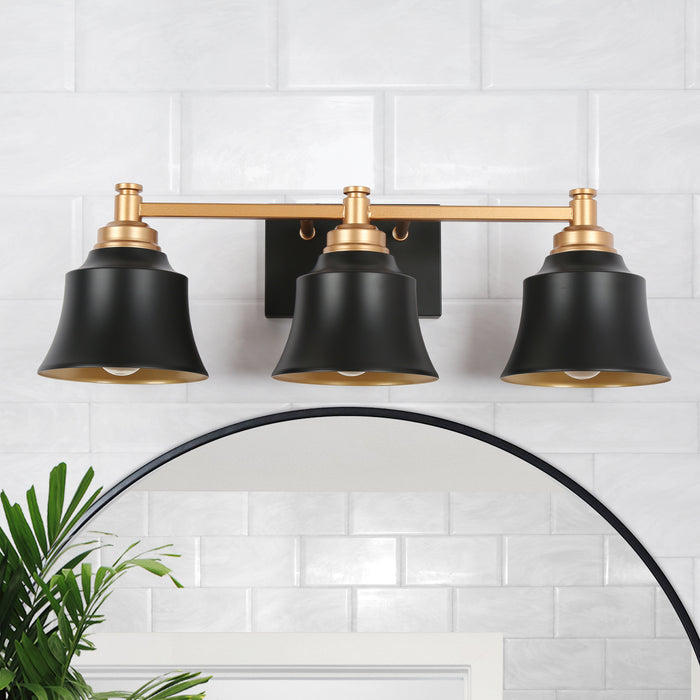 Phapri 3-Light Black and Gold Bathroom Vanity Light