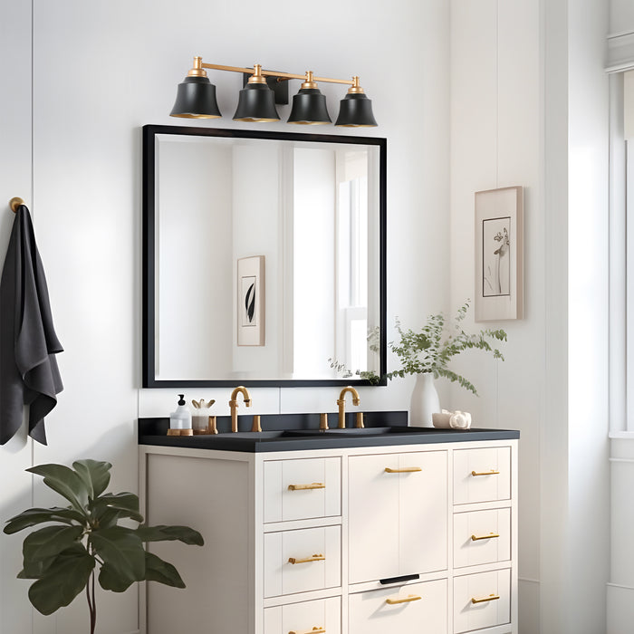 Phapri 4-Light Black and Gold Bathroom Vanity Light