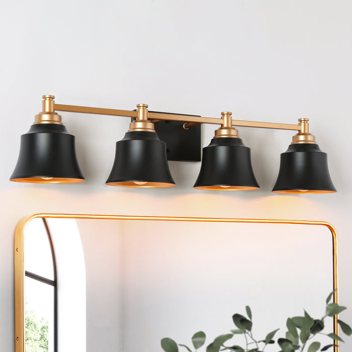 Phapri 4-Light Black and Gold Bathroom Vanity Light