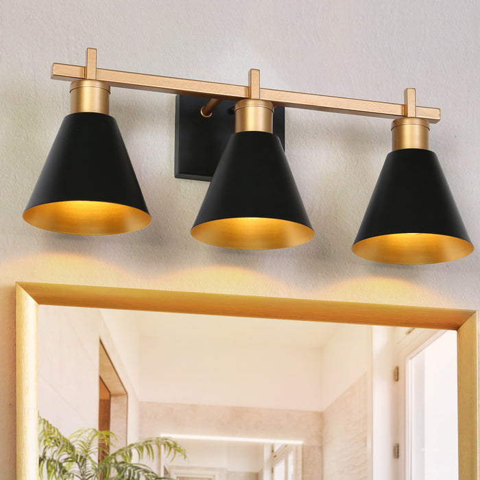 Umbrim 3-Light Black and Gold Bathroom Vanity Light