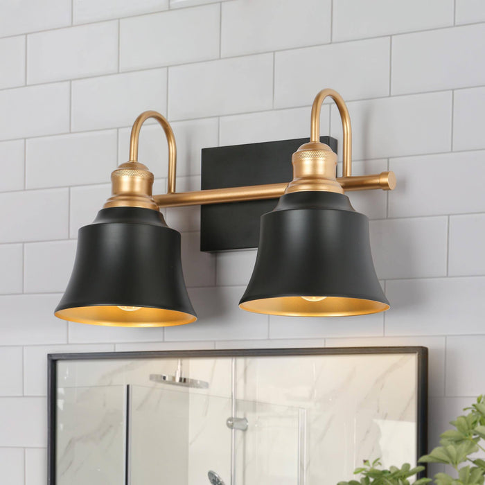 Aphotes 2-Light Black and Gold Bathroom Vanity Light