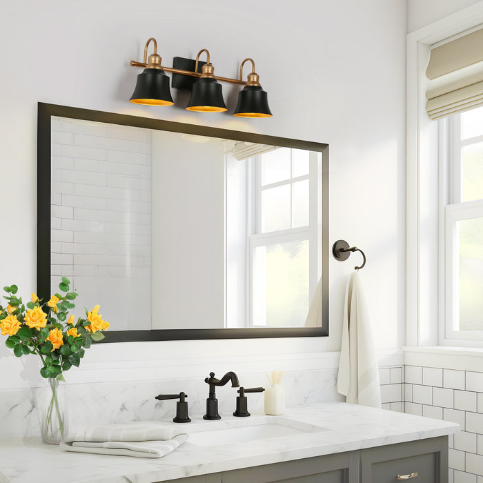 Aphotes 3-Light Black and Gold Bathroom Vanity Light