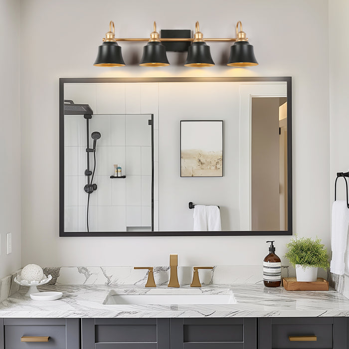 Aphotes 4-Light Black and Gold Bathroom Vanity Light