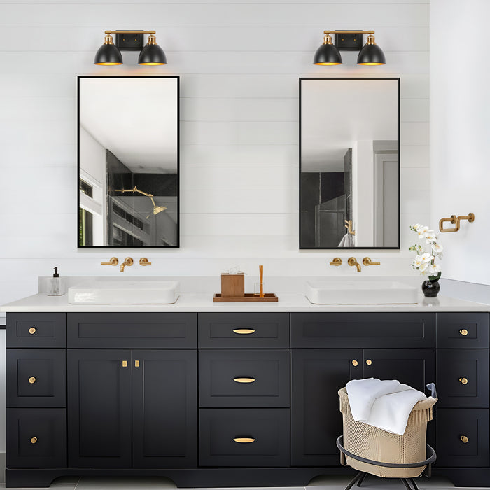 Despovy 2-Light Black and Brass Bathroom Vanity Light