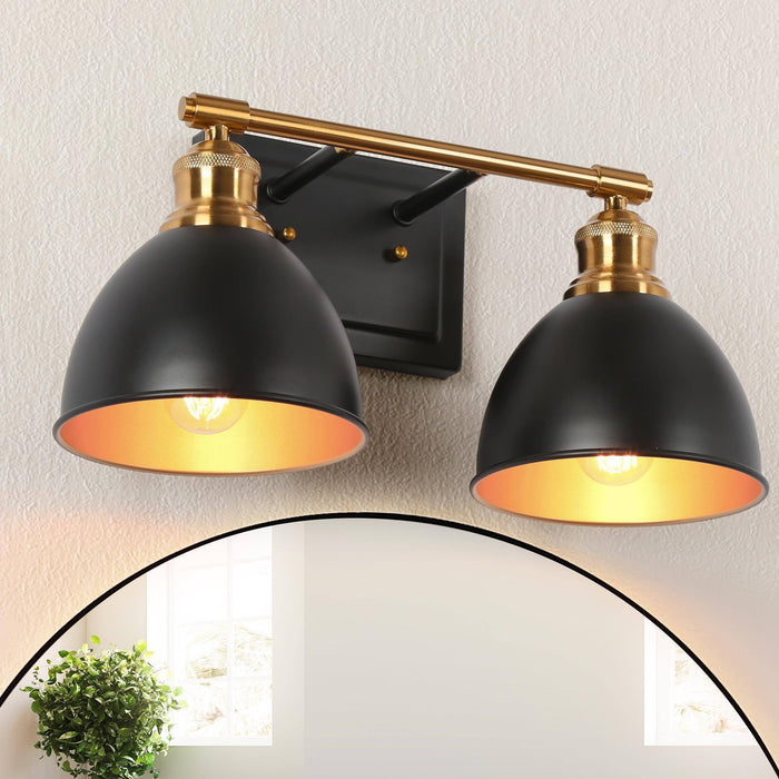 Despovy 2-Light Black and Brass Bathroom Vanity Light