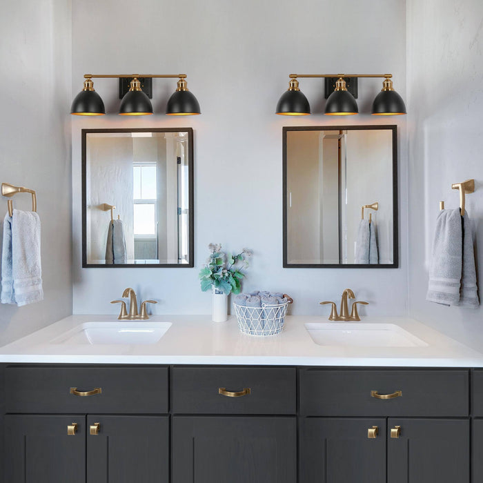Despovy 3-Light Black and Brass Bathroom Vanity Light