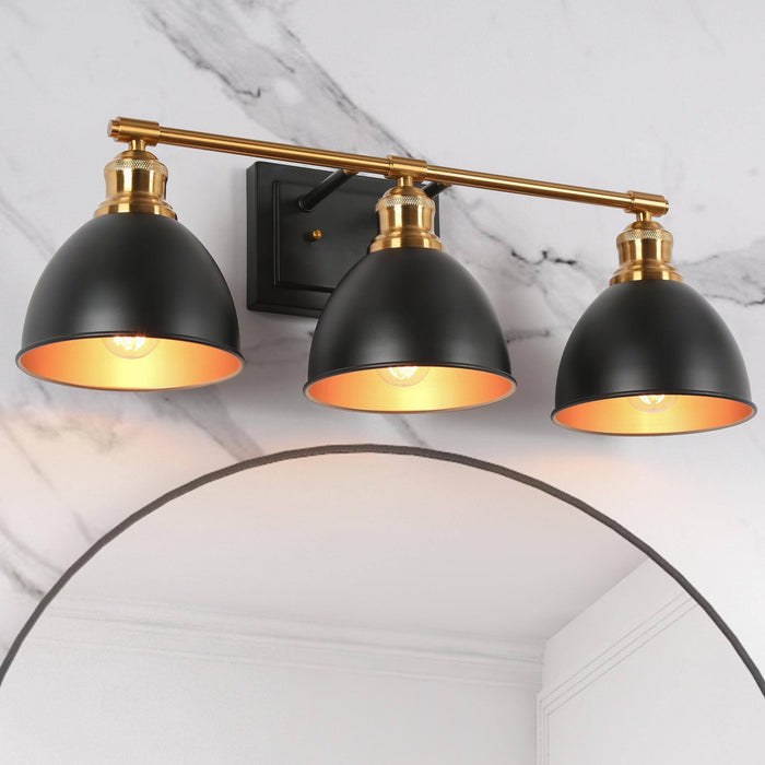 Despovy 3-Light Black and Brass Bathroom Vanity Light