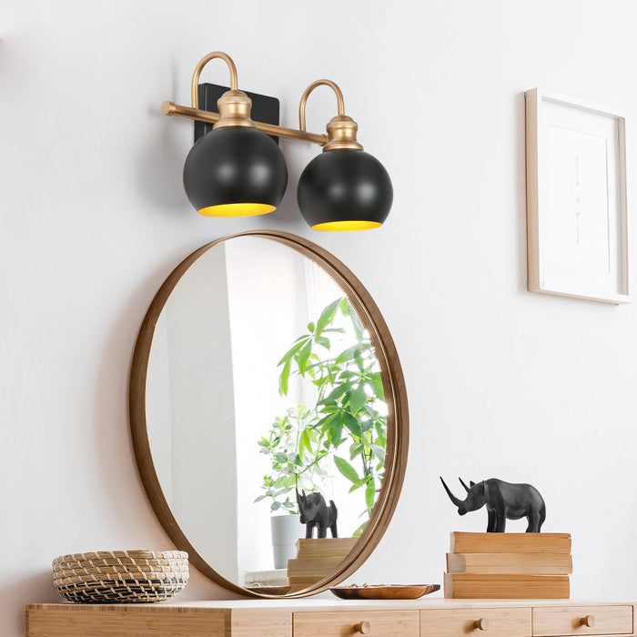 Burdock 2-Light Black and Gold Bathroom Vanity Light
