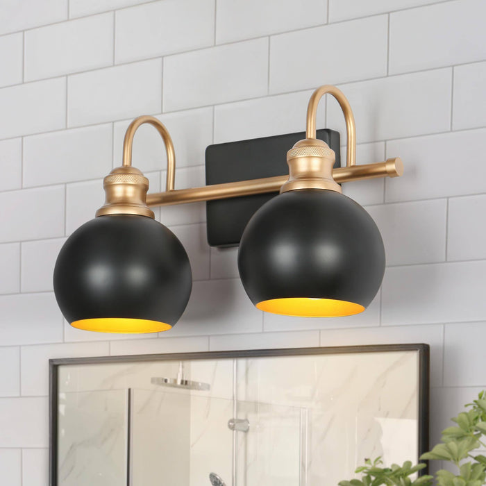 Burdock 2-Light Black and Gold Bathroom Vanity Light