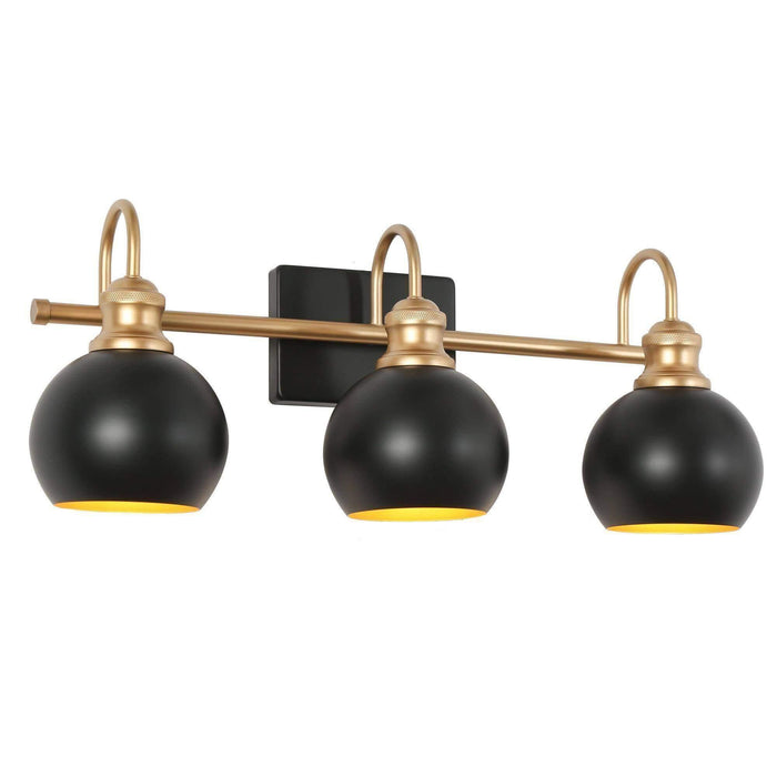Burdock 3-Light Black and Gold Bathroom Vanity Light