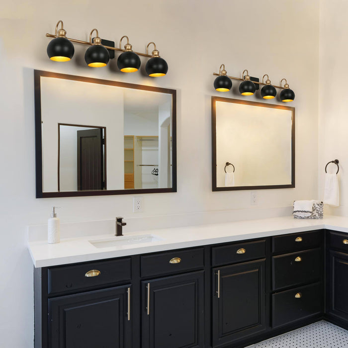 Burdock 4-Light Black and Gold Bathroom Vanity Light