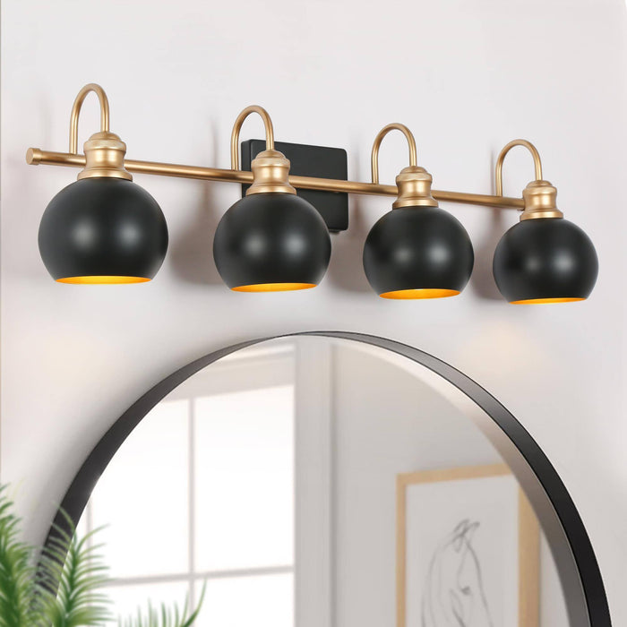 Burdock 4-Light Black and Gold Bathroom Vanity Light