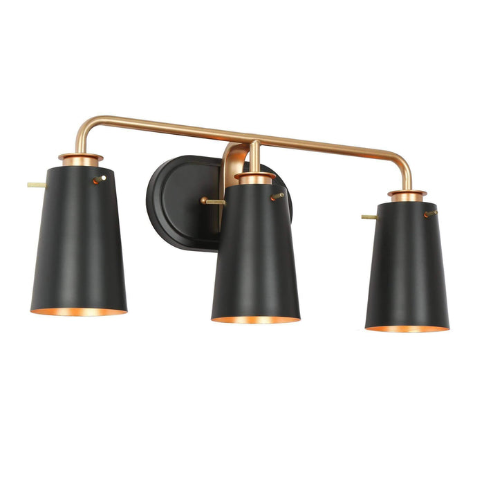 Suntiny 3-Light Black and Gold Bathroom Vanity Light