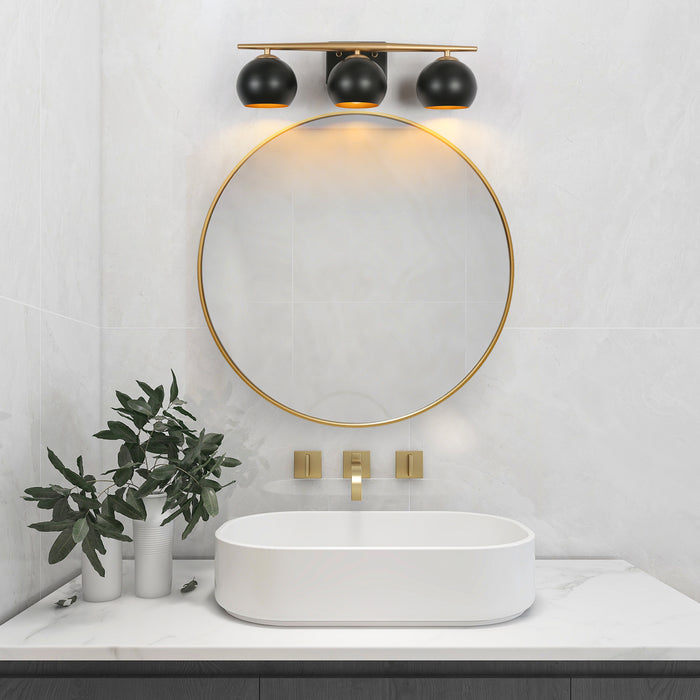 Kiselle 3-Light Black and Gold Bathroom Vanity Light