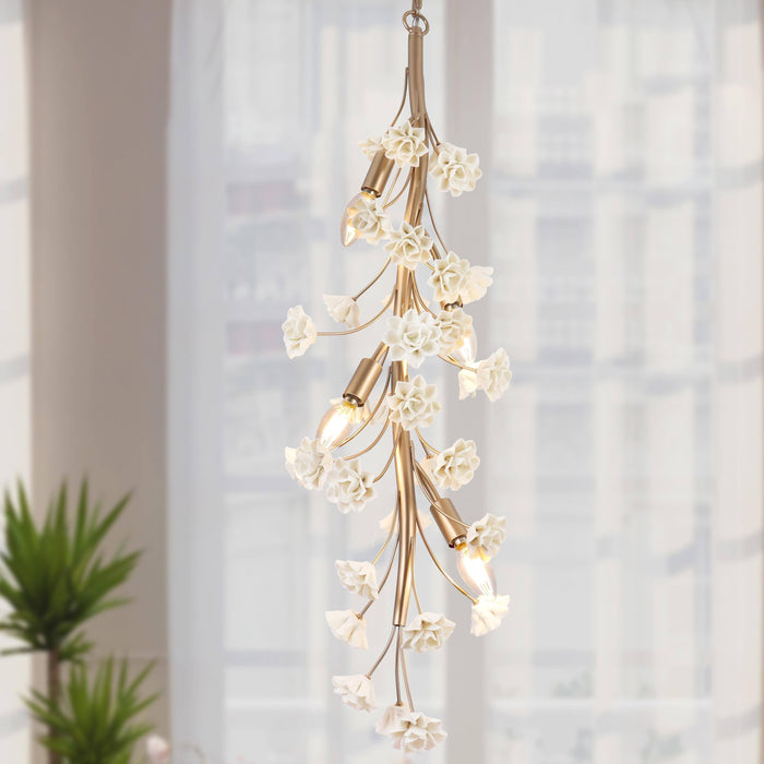 Arilen 4-Light Gold Ceramic Art Chandelier