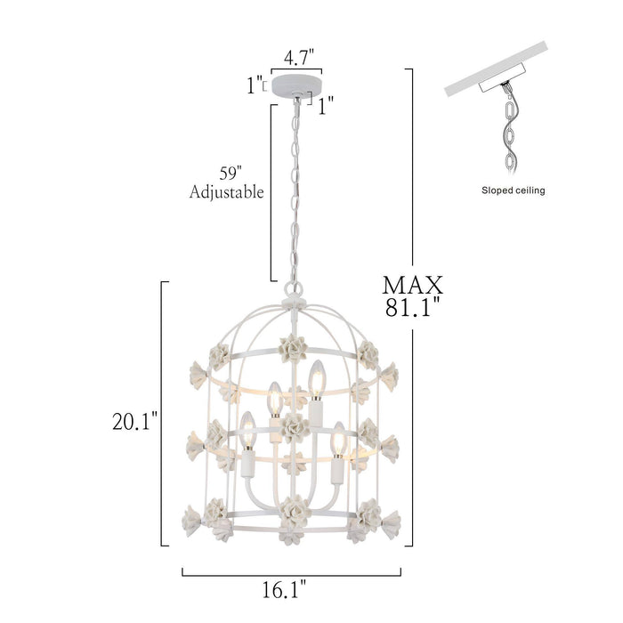Arilen 4-Light White Chandelier