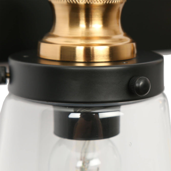 Curoen 2-Light Black and Brass Bathroom Vanity Light