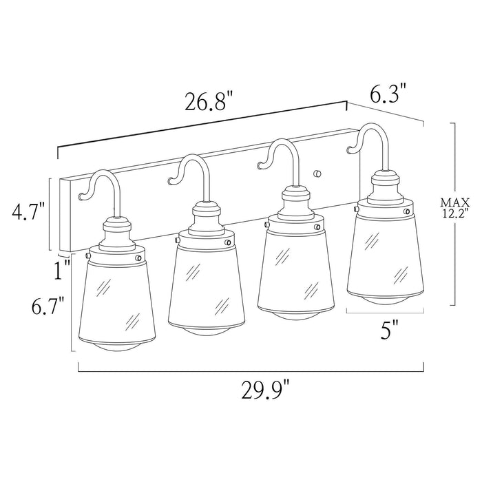 Curoen 4-Light Black and Brass Bathroom Vanity Light