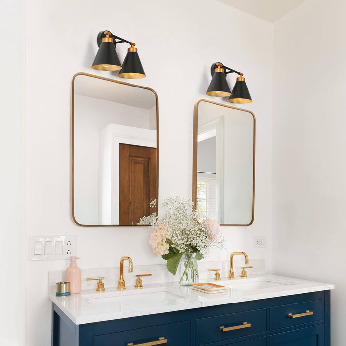 Tourma 2-Light Black and Gold Bathroom Vanity Light