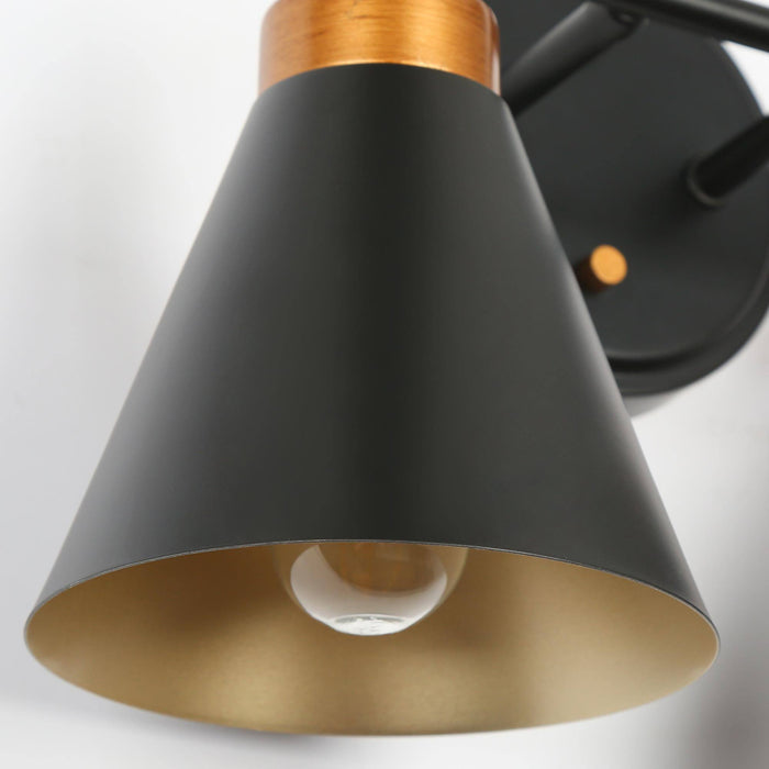 Tourma 2-Light Black and Gold Bathroom Vanity Light