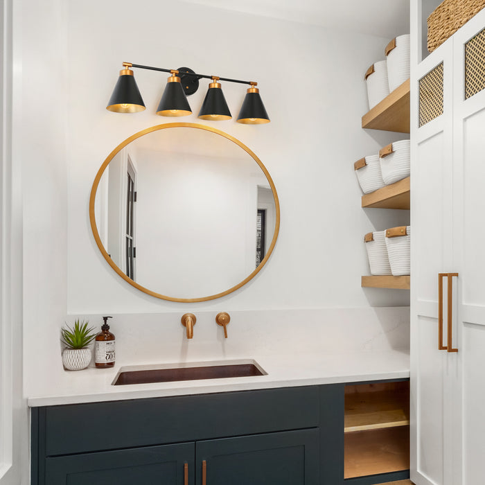 Tourma 4-Light Black and Gold Bathroom Vanity Light